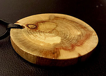 Beech wood pendant on cord