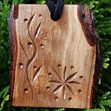Carved natural pear wood necklace