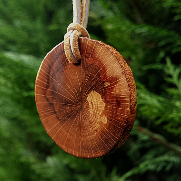 Sliced wood pendant