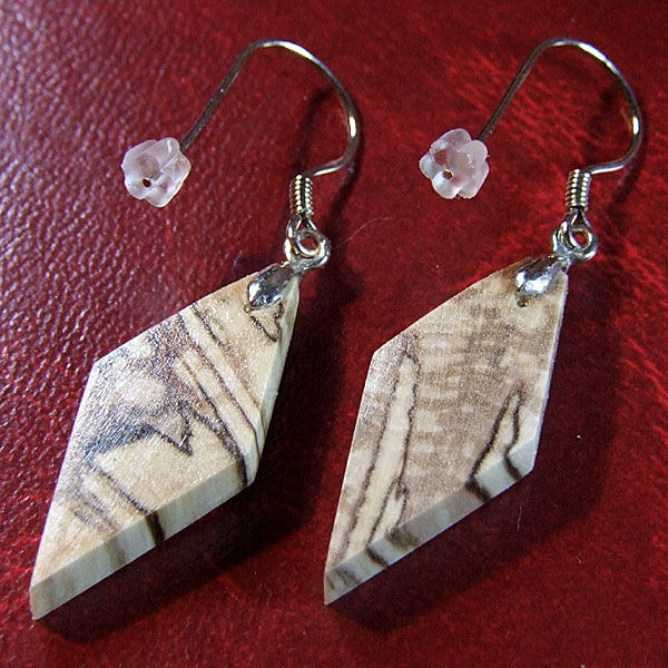 Big marble wood earrings