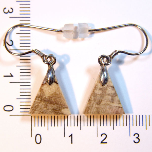 Small triangle marble wood earrings