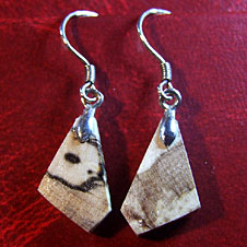 Small simple polygon marble wood earrings